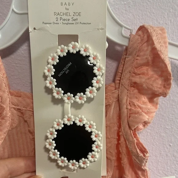 Rachel Zoe Peach Ruffled Baby Romper with Sunglasses - Picture 6 of 7